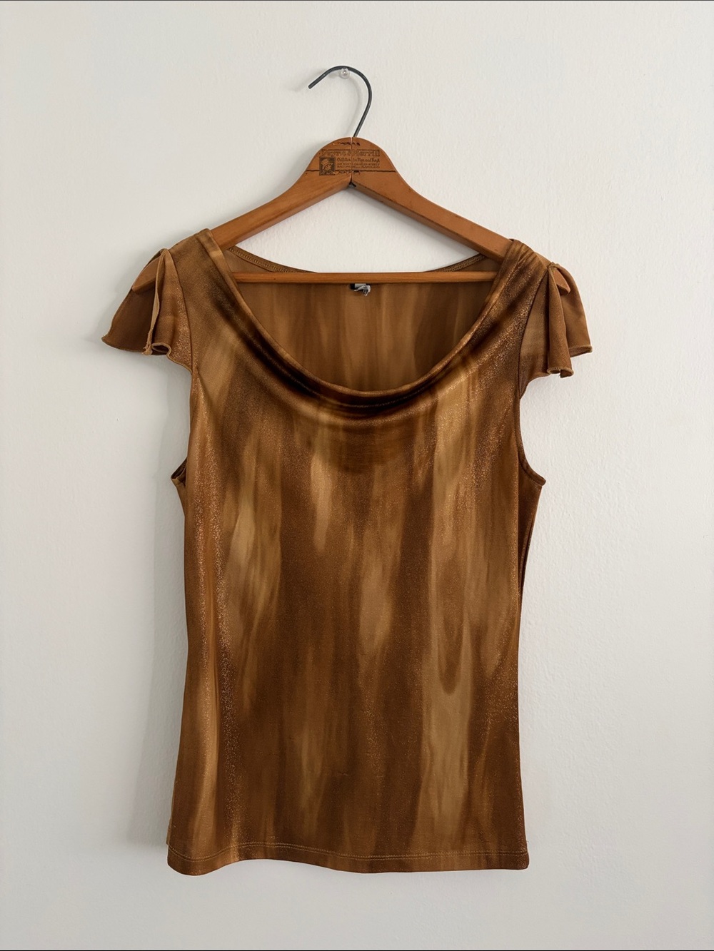 Forever 21 Brown Satin-Effect Cap Sleeve top